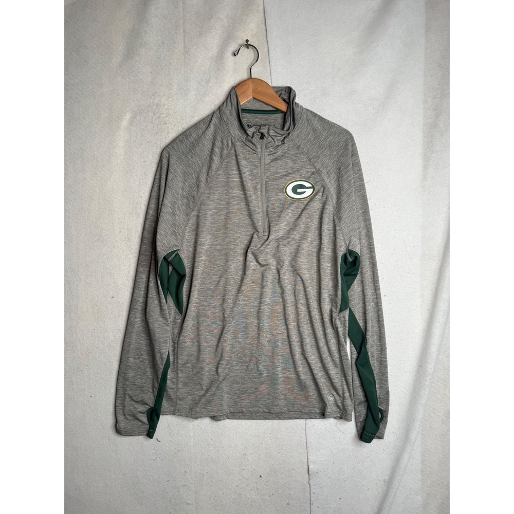 47 Forward Green Bay Packers Mens Small Gray Quarter Zip Pullover Thumbholes